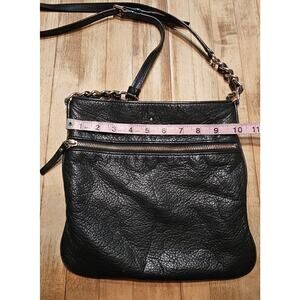 Vintage Kate SPADE Pebbled Leather Crossbody Bag w/ Adjustable Strap Black 10x10